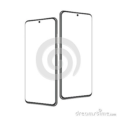 Modern frameless mobile phones mockups isolated Cartoon Illustration